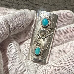 Sterling Silver Mini Bic Cover signed Native American Sleeping Beauty stones